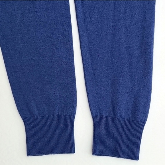 Glenbrae Men's Blue Merino Spirol V Neck Pullover Sweater  Made in UK Size Small - Picture 5 of 13